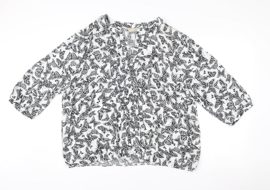 Anthology Womens Ivory Black Butterfly Print Blouse Size 24