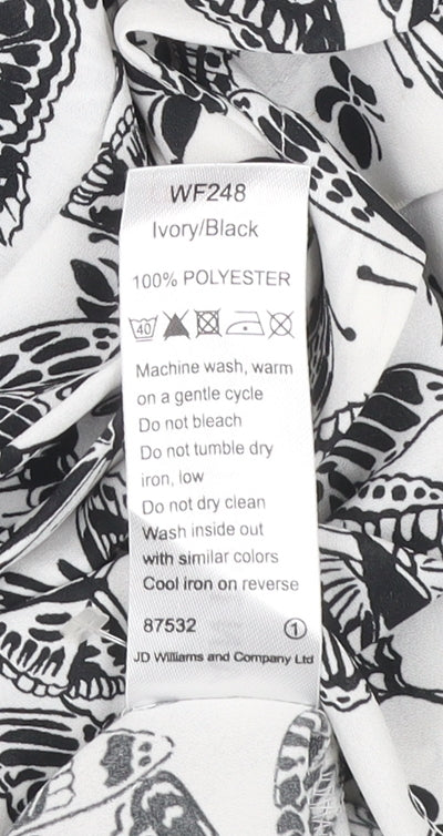 Anthology Womens Ivory Black Butterfly Print Blouse Size 24