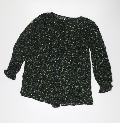 ASOS DESIGN Women’s Black Floral Shift Dress Size 8 Long Sleeve