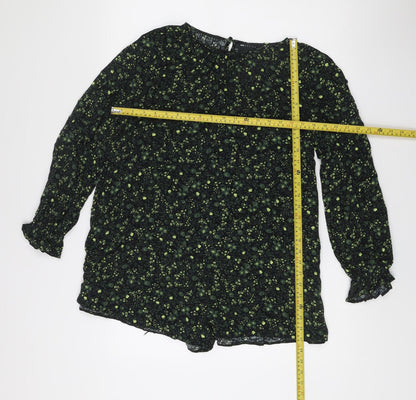 ASOS DESIGN Women’s Black Floral Shift Dress Size 8 Long Sleeve