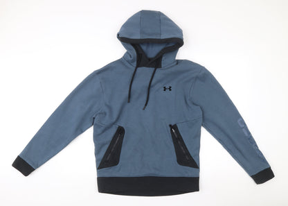 Under Armour Men’s Blue Pullover Hoodie Small Sports Logo Fleece