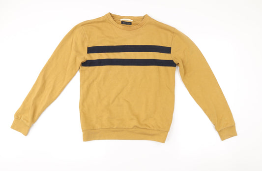 Zara Man Brown Striped Crew Neck Sweatshirt Men’s S Regular Fit