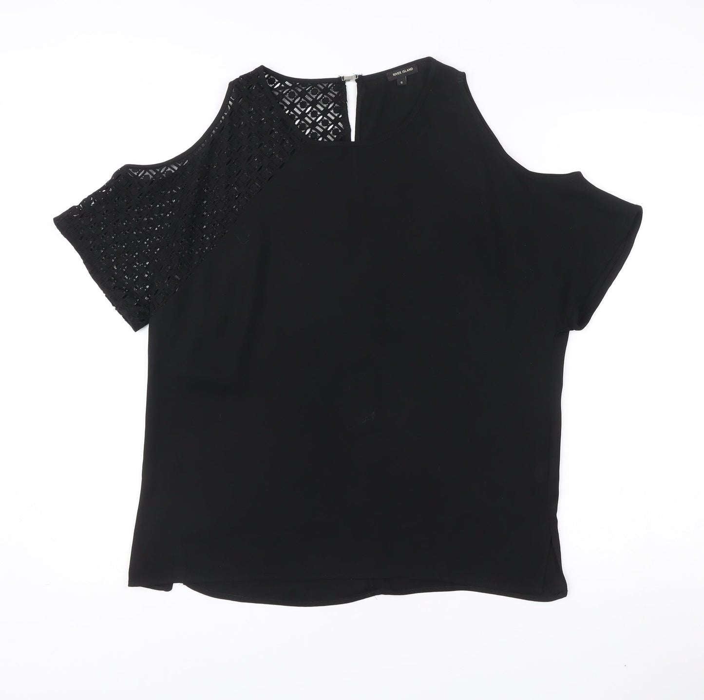 Womens UK Size 8 River Island Black Tunic Blouse