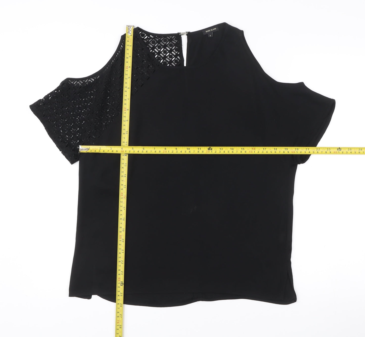 Womens UK Size 8 River Island Black Tunic Blouse