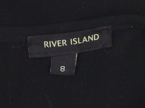 Womens UK Size 8 River Island Black Tunic Blouse