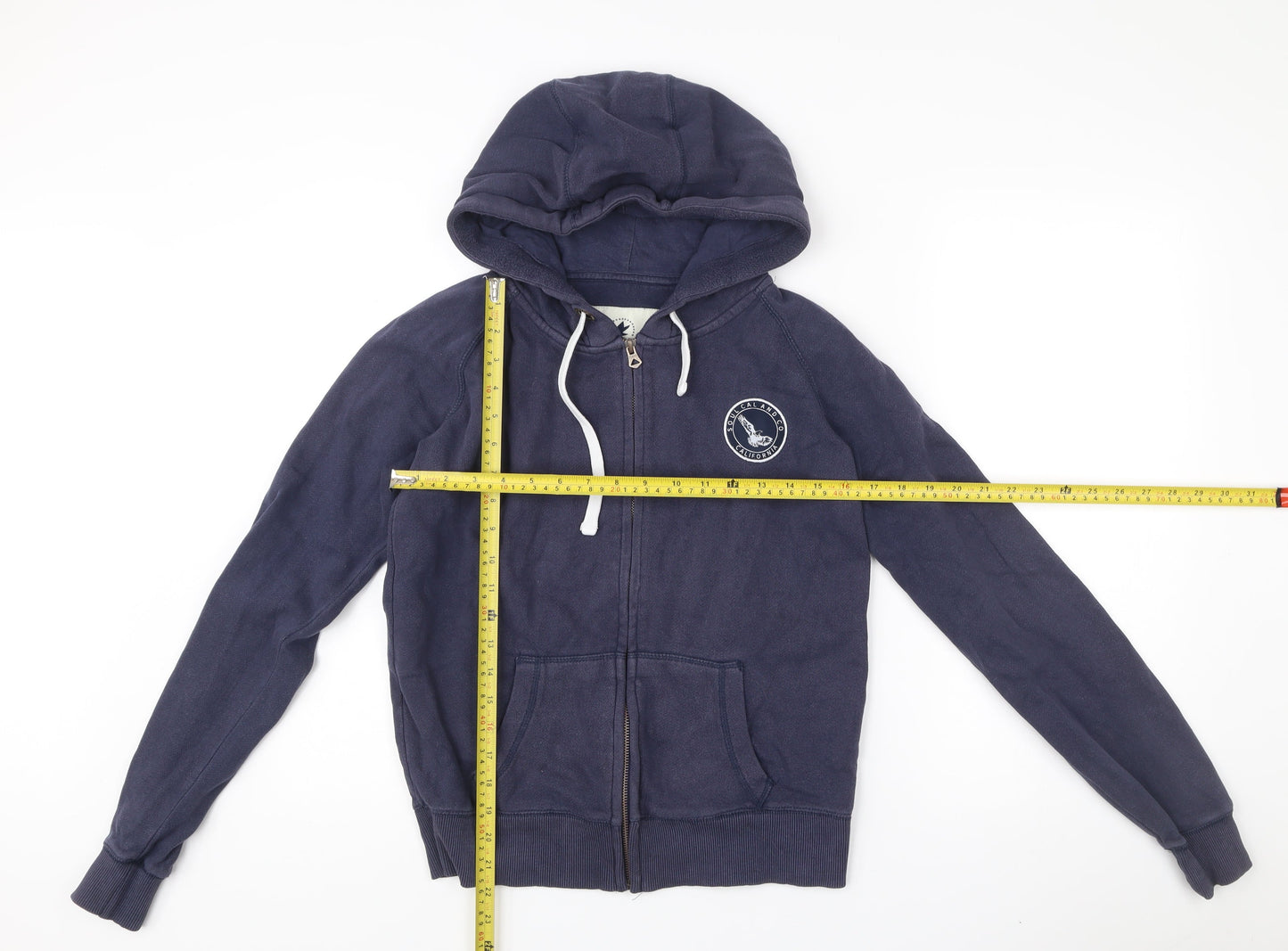 SoulCal & Co Womens Navy Blue Full Zip Hoodie Size 8 Cotton Blend