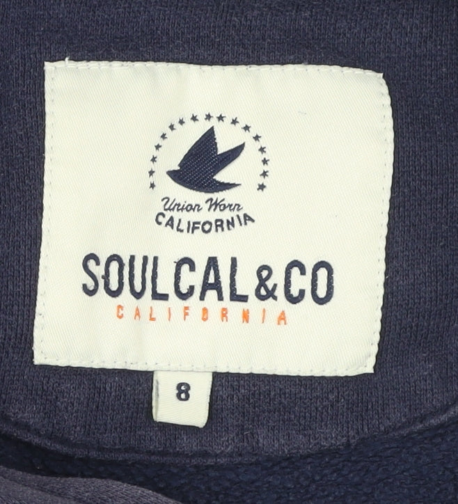 SoulCal & Co Womens Navy Blue Full Zip Hoodie Size 8 Cotton Blend
