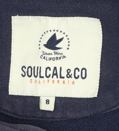 SoulCal & Co Womens Navy Blue Full Zip Hoodie Size 8 Cotton Blend