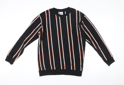 Zara Men’s Black Striped Sweatshirt Size S Pullover Crew Neck