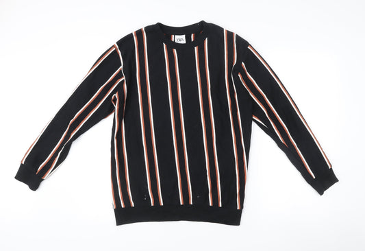Zara Men’s Black Striped Sweatshirt Size S Pullover Crew Neck
