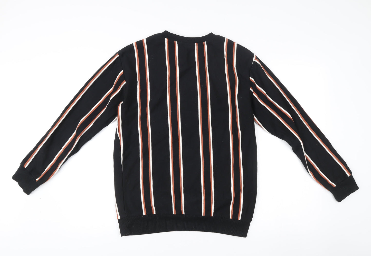 Zara Men’s Black Striped Sweatshirt Size S Pullover Crew Neck