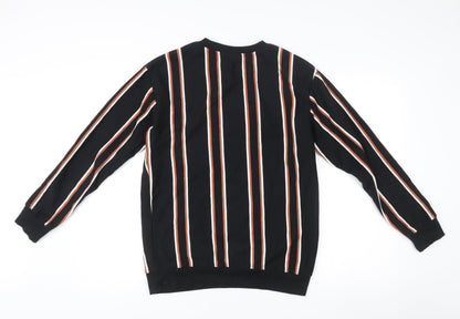 Zara Men’s Black Striped Sweatshirt Size S Pullover Crew Neck