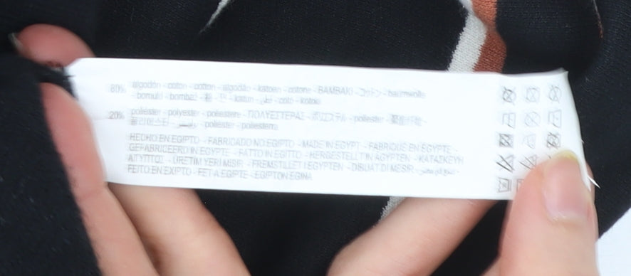 Zara Men’s Black Striped Sweatshirt Size S Pullover Crew Neck