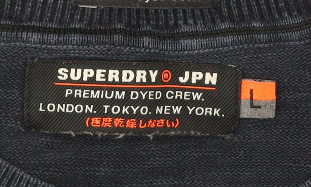 Superdry Men’s Blue L Pullover Jumper Crew Neck Knit Casual
