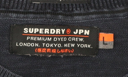 Superdry Men’s Blue L Pullover Jumper Crew Neck Knit Casual