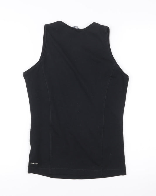 Adidas Women Black Slim Fit V-Neck Tank Top Gym Training Activewear S