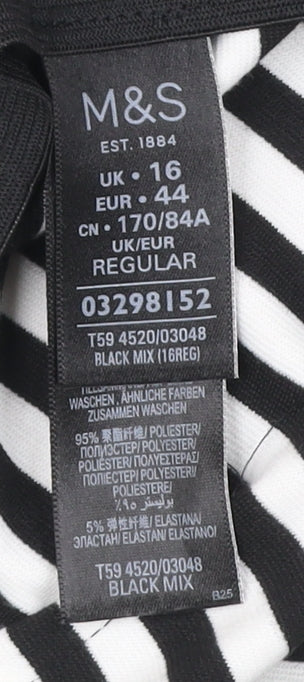 Marks and Spencer Women’s Black Striped Pencil Skirt Size 16