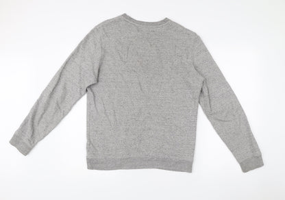 Topman Mens Grey Classic Fit Pullover Cotton Jumper Size S