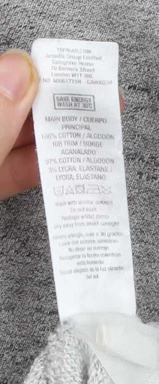 Topman Mens Grey Classic Fit Pullover Cotton Jumper Size S