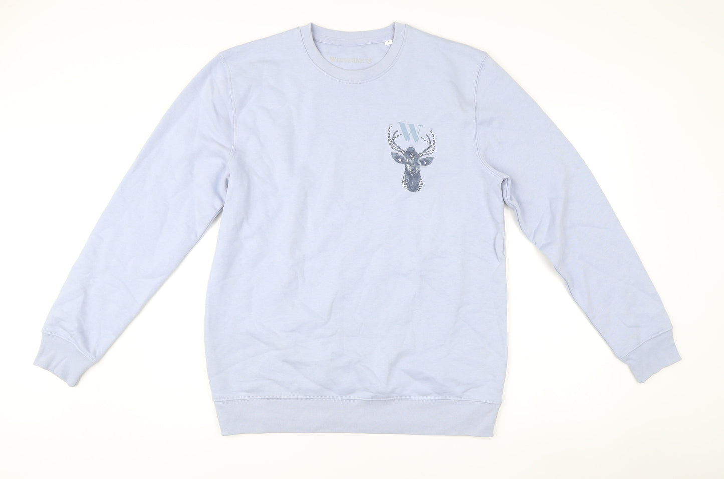 Wilderness Mens Blue L Sweatshirt Pullover Crew Neck Graphic Print