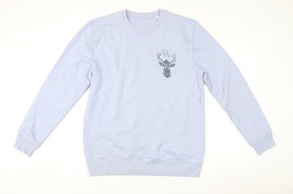 Wilderness Mens Blue L Sweatshirt Pullover Crew Neck Graphic Print