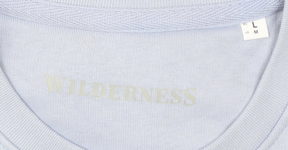 Wilderness Mens Blue L Sweatshirt Pullover Crew Neck Graphic Print