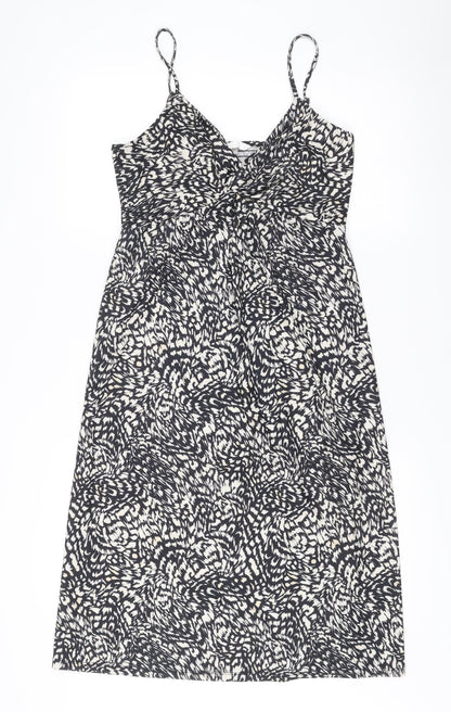 H&M Women's Black White Animal Print Slip Dress Size 12