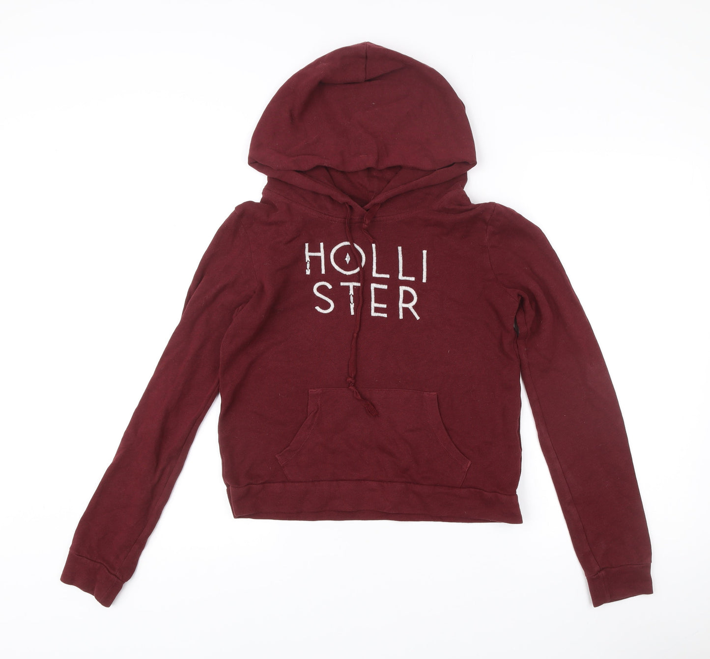 Hollister Womens Red Pullover Hoodie Small Cotton Blend Logo