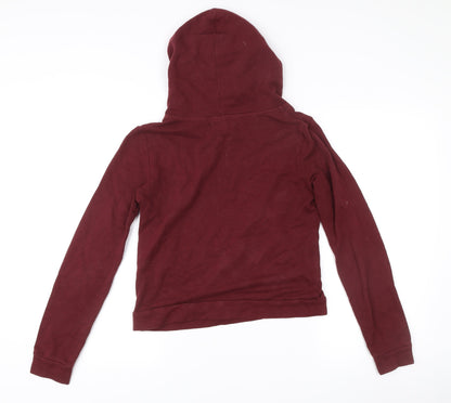 Hollister Womens Red Pullover Hoodie Small Cotton Blend Logo