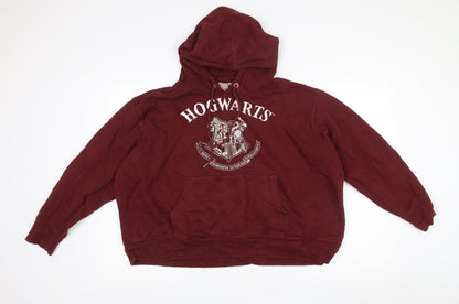 H&M Harry Potter Unisex Red 2XL Pullover Hoodie Hogwarts Logo
