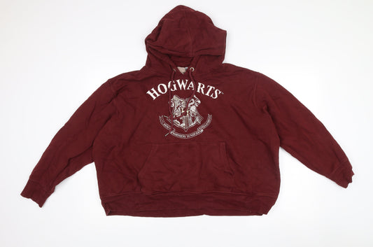 H&M Harry Potter Unisex Red 2XL Pullover Hoodie Hogwarts Logo