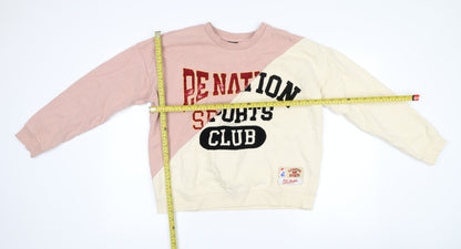 P.E Nation Womens Beige Pink Sweatshirt M Colourblock Organic Cotton