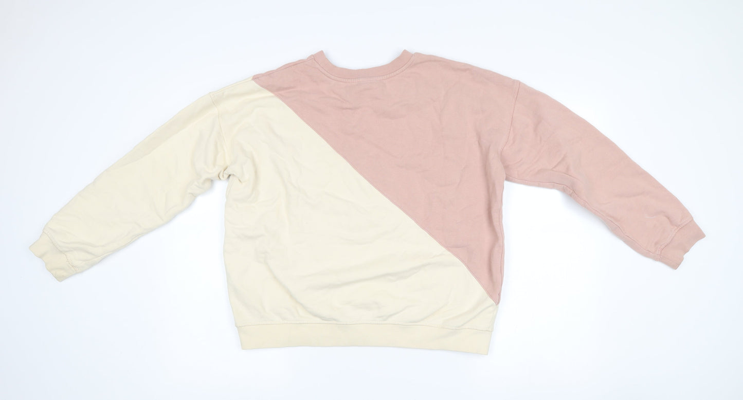 P.E Nation Womens Beige Pink Sweatshirt M Colourblock Organic Cotton