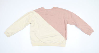 P.E Nation Womens Beige Pink Sweatshirt M Colourblock Organic Cotton