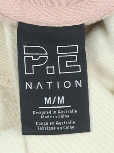P.E Nation Womens Beige Pink Sweatshirt M Colourblock Organic Cotton
