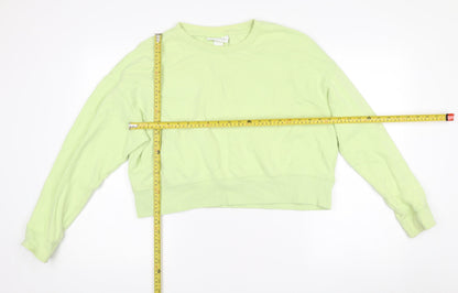 Monki Women’s Green Cotton Pullover Sweatshirt Size 12