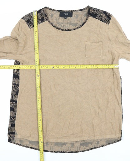 Next Womens Beige Pullover Jumper Size 16 Round Neck Long Sleeve