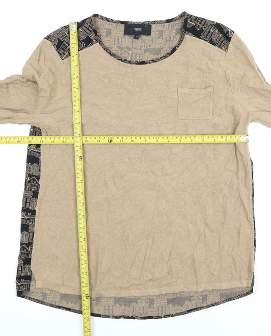 Next Womens Beige Pullover Jumper Size 16 Round Neck Long Sleeve