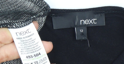 Next Women’s Black White Animal Print V-Neck Sheath Dress Size 12