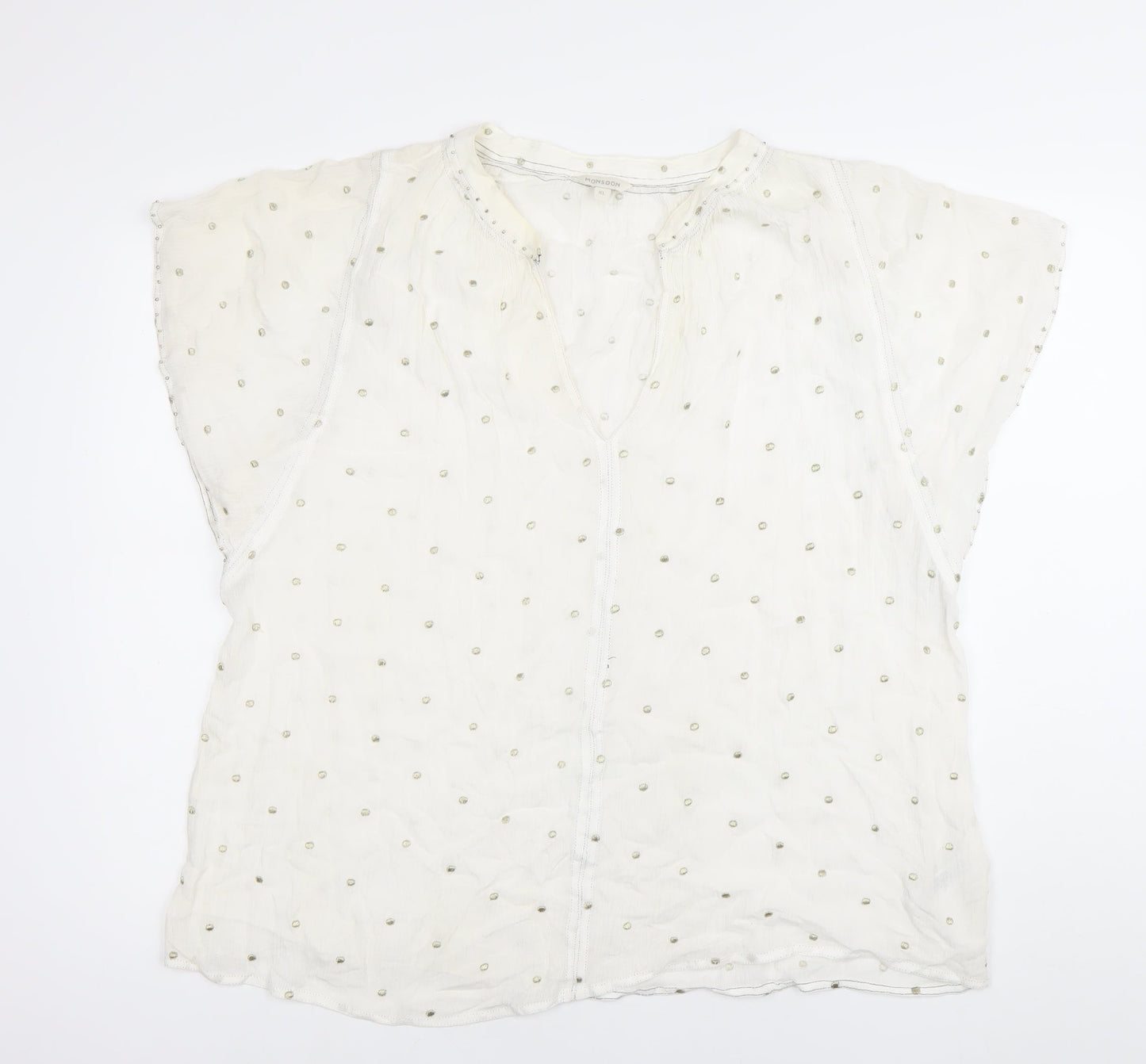 Womens UK Size XL Monsoon White Tunic Blouse