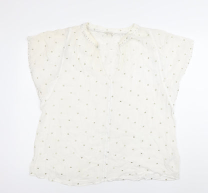 Womens UK Size XL Monsoon White Tunic Blouse