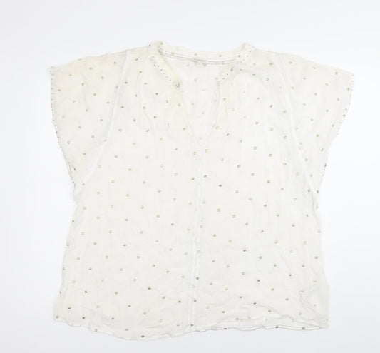Womens UK Size XL Monsoon White Tunic Blouse