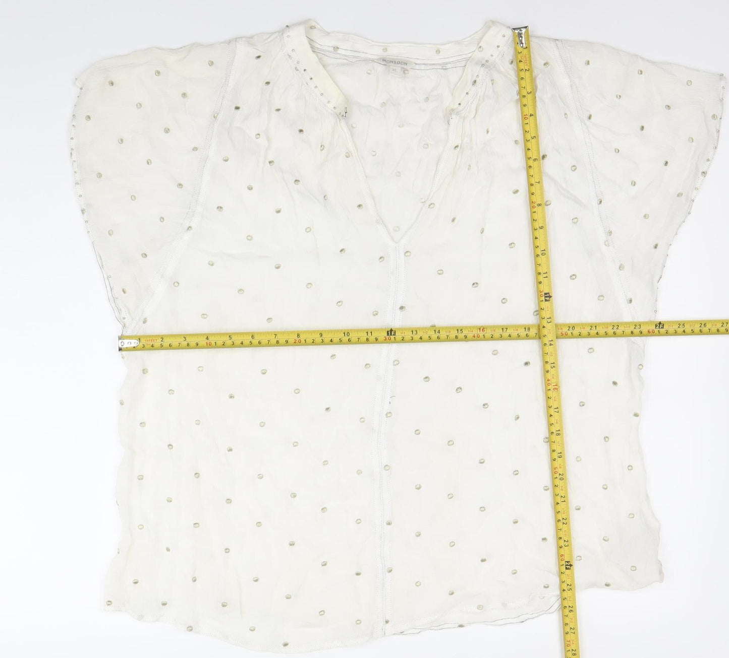 Womens UK Size XL Monsoon White Tunic Blouse