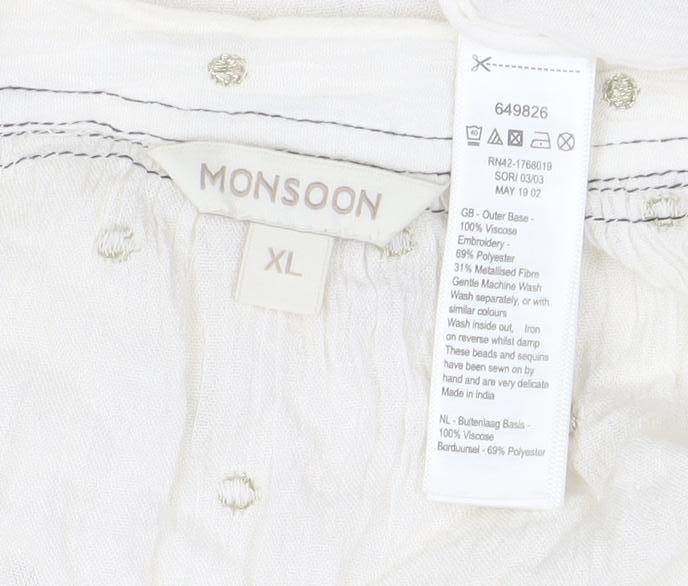 Womens UK Size XL Monsoon White Tunic Blouse