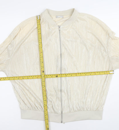 ZARA Women Ivory Bomber Jacket Size 10 Lightweight Casual