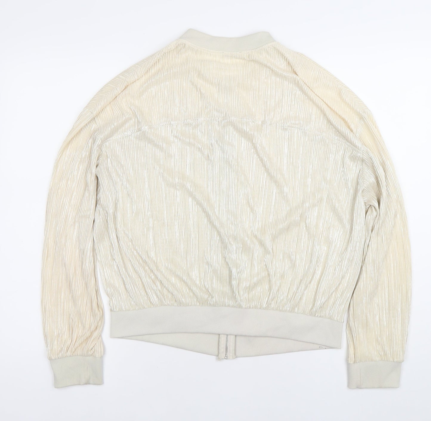 ZARA Women Ivory Bomber Jacket Size 10 Lightweight Casual