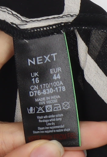 Womens UK Size 16 NEXT Black Tunic Blouse