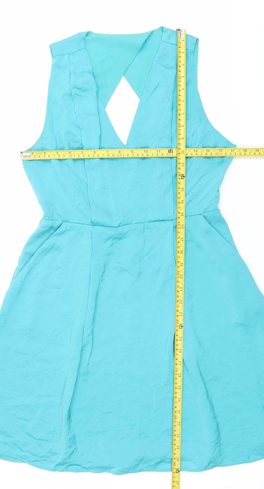 Whistles Women’s Blue Size 12 A-Line Sleeveless Cut Out Dress