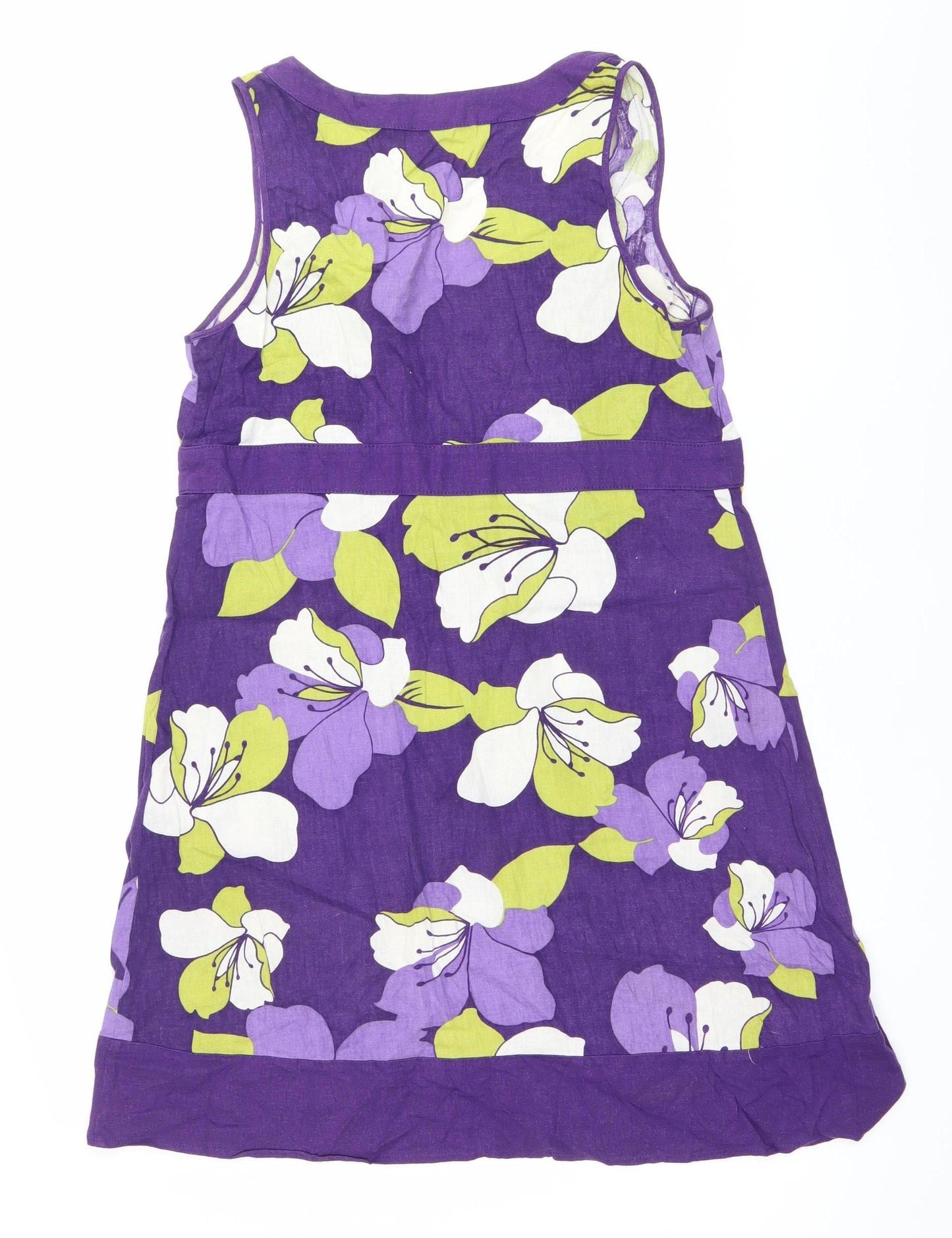 Papaya Womens Purple Floral Shift Dress Size 12 Linen Blend