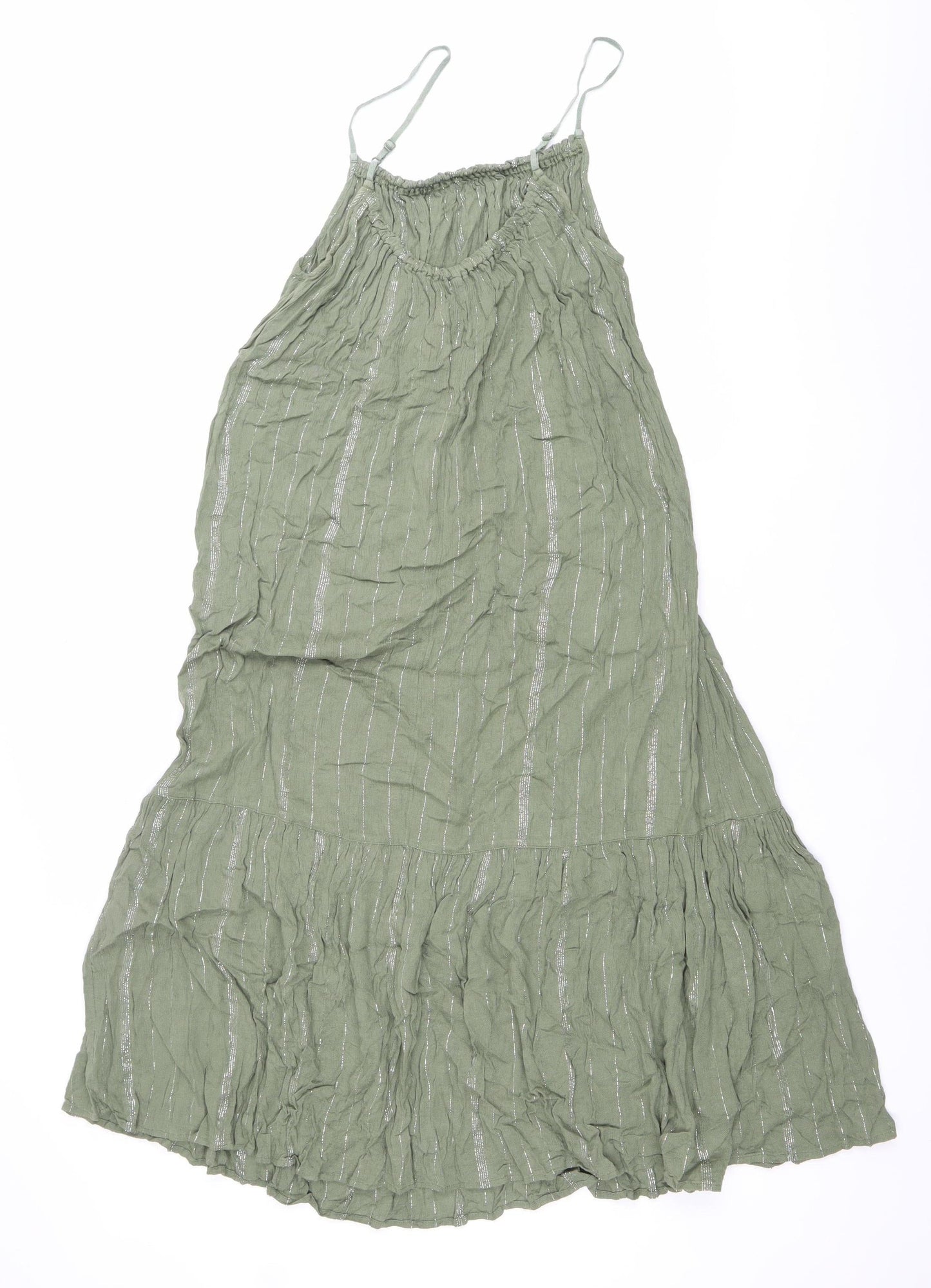 Dorothy Perkins Women’s Green Midi Slip Dress Size M Summer Casual